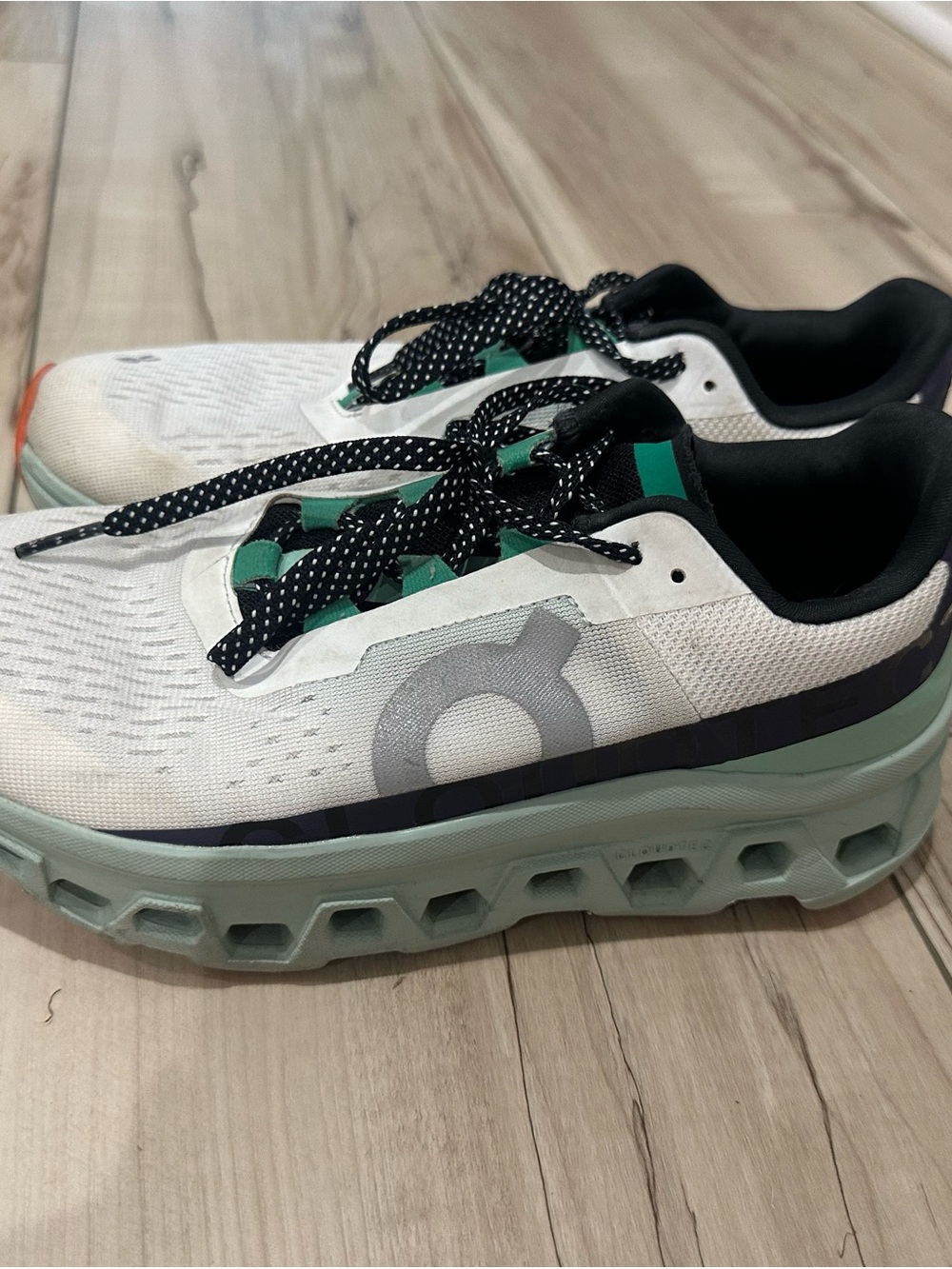 Women's White Athletic Sneakers with Mint Accents